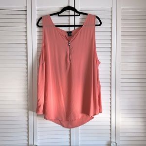 Torrid coral sleeveless blouse with zipper embellishment.